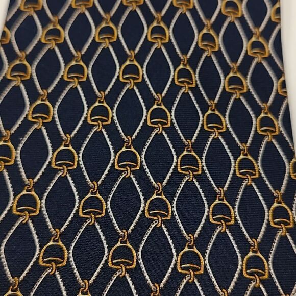 Brooks Brothers Silk Navy Blue Equestrian Print Men's Necktie - Picture 5 of 7